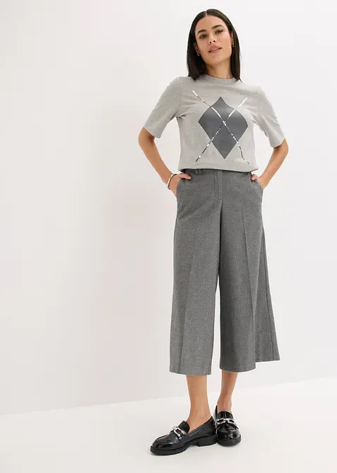 Maglia a mezze maniche con paillettes e stampa, bonprix