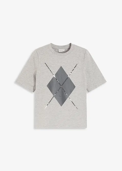 Maglia a mezze maniche con paillettes e stampa, bonprix