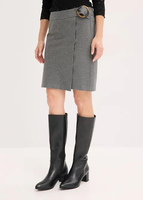 Gonna con effetto incrociato e motivo spigato, bonprix