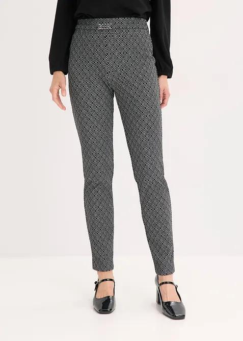 Pantaloni jacquard con elastico in vita e fibbia, bonprix