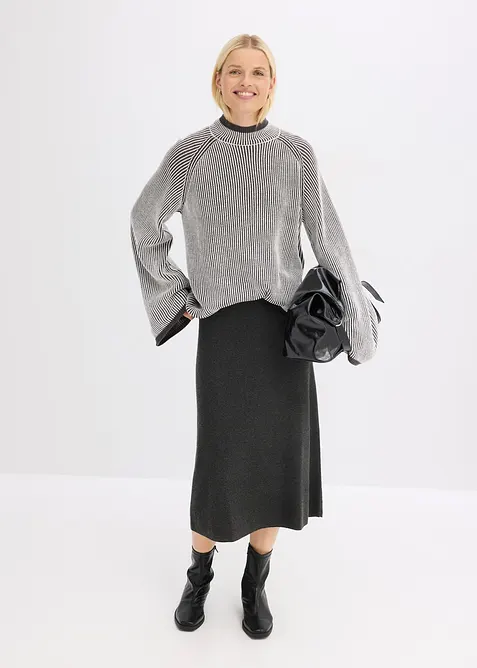 Maglione oversize con collo dritto, bonprix