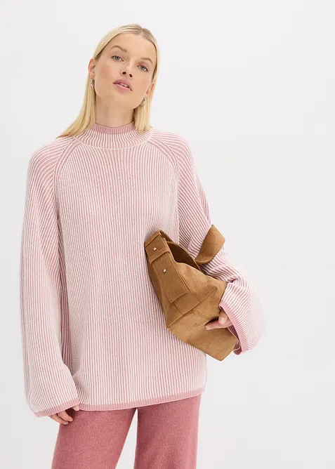 Maglione oversize con collo dritto, bonprix