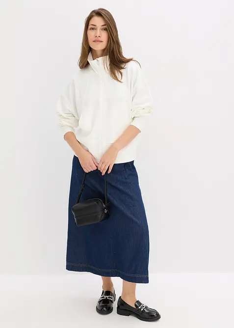 Felpa con zip in morbido Punto di Roma, bonprix