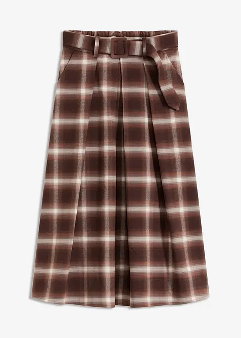 Gonna a pieghe a quadri e cintura (set 2 pezzi), bonprix