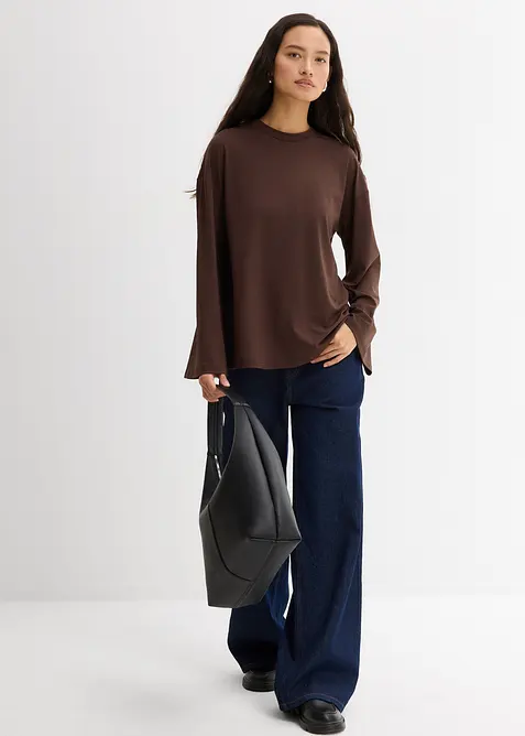 Maglia lunga in tessuto fluido, bonprix