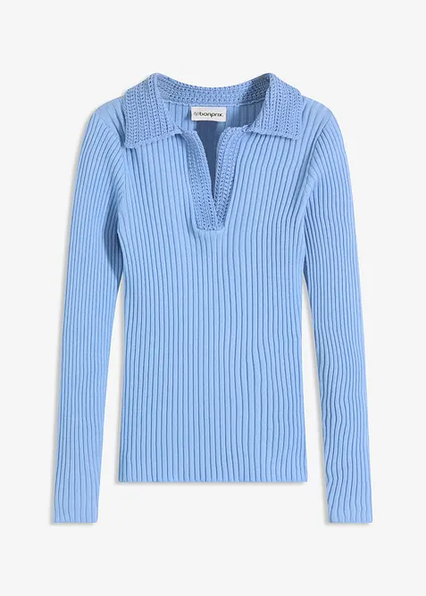 Maglia in filato fine con colletto raffinato, bonprix