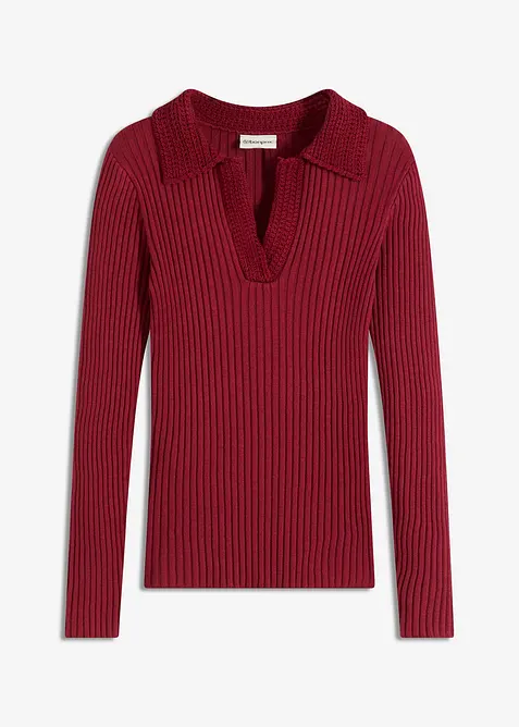 Maglia in filato fine con colletto raffinato, bonprix