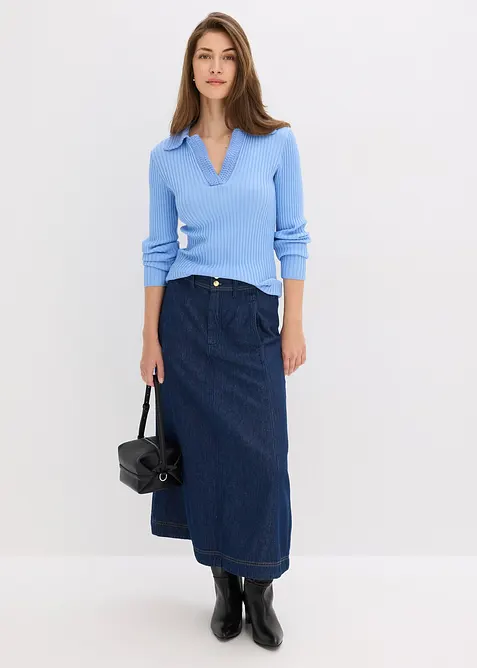 Maglia in filato fine con colletto raffinato, bonprix