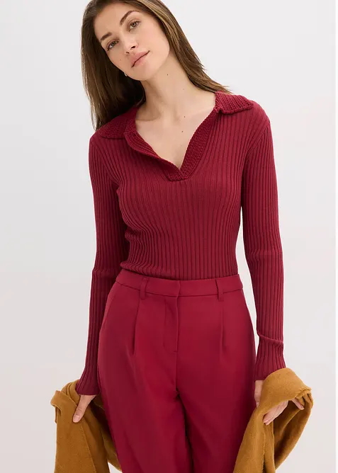 Maglia in filato fine con colletto raffinato, bonprix