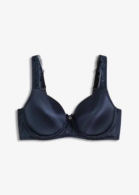 Reggiseno con coppe preformate, spalline imbottite e materiale lucido, bonprix