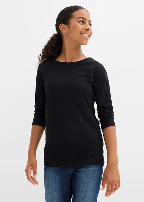 Maglia a maniche lunghe in puro cotone (pacco da 3), bonprix
