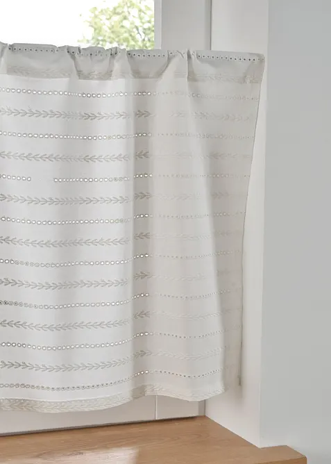Tenda a vetro in cotone biologico con ricamo traforato, bonprix