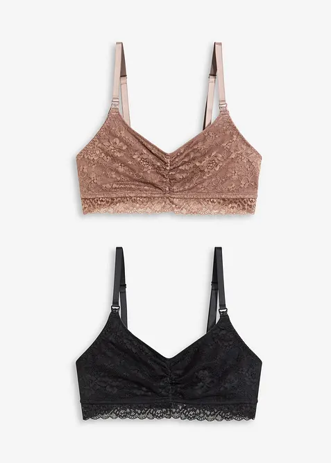 Reggiseno da allattamento con pizzo e cotone biologico (pacco da 2), bonprix