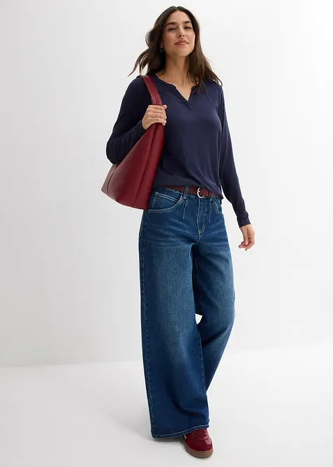 Maglia a maniche lunghe in misto viscosa morbido, bonprix