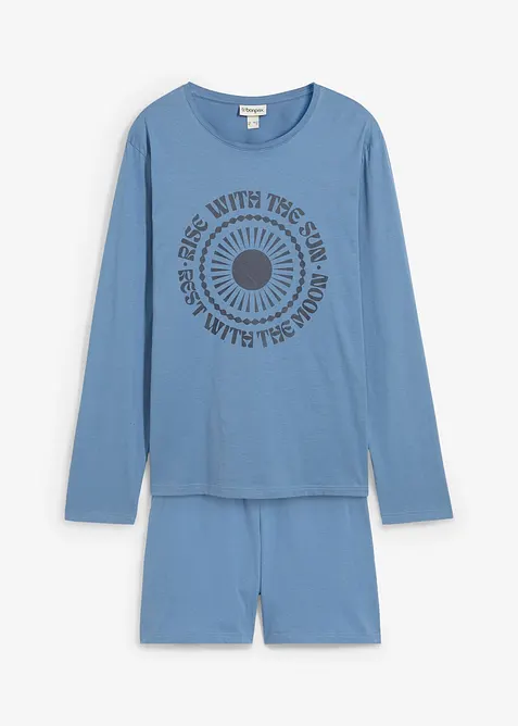 Pigiama corto in puro cotone biologico con maniche lunghe, bonprix