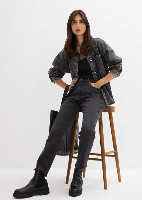 Jeans cropped straight, vita alta, bonprix