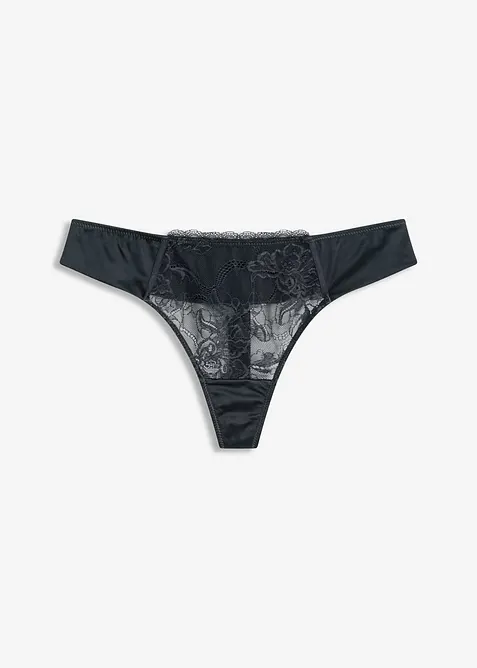 Perizoma con fine pizzo ed effetto lucido, bonprix