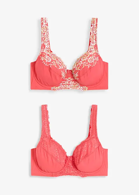 Reggiseno con ferretto e pizzo finemente lavorato (pacco da 2), bonprix