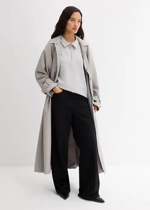 Pantaloni in twill di puro cotone con piega, bonprix