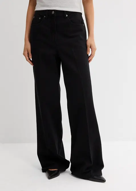 Pantaloni in twill di puro cotone con piega, bonprix