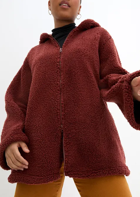 Giacca in pile teddy con spacchi laterali, bonprix