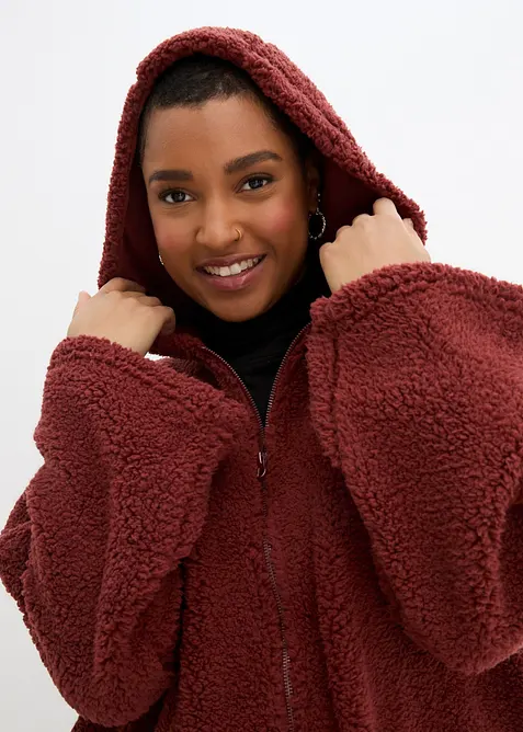 Giacca in pile teddy con spacchi laterali, bonprix