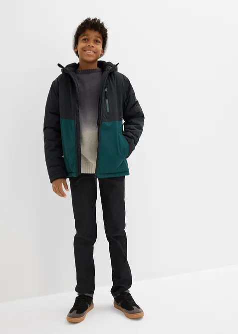 Giacca invernale impermeabile con cappuccio in color block, bonprix