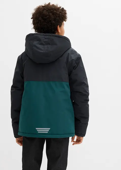 Giacca invernale impermeabile con cappuccio in color block, bonprix