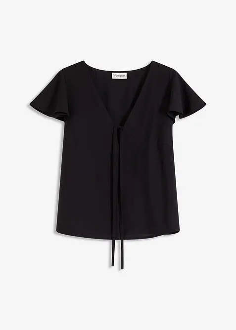 Blusa con effetto lucido e maniche a volant, bonprix