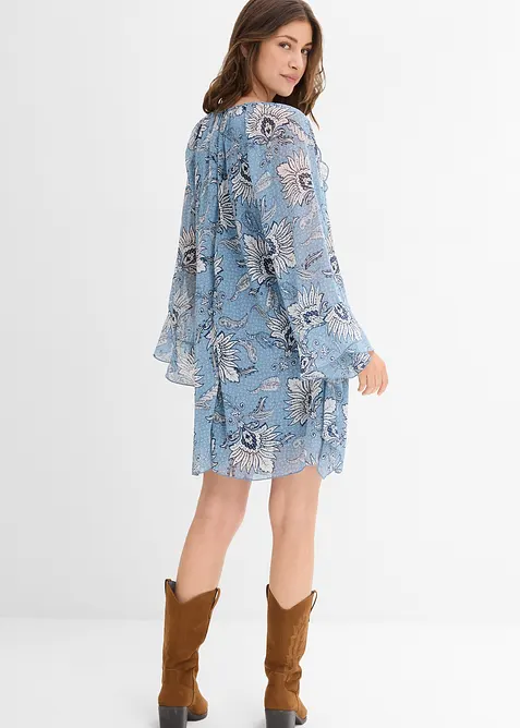 Abito tunica in chiffon operato, bonprix