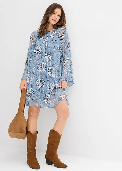 Abito tunica in chiffon operato, bonprix