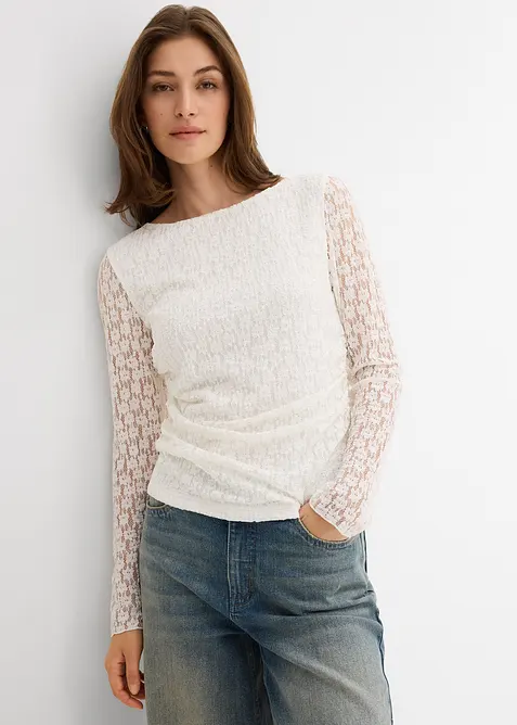 Maglia a maniche lunghe in pizzo, bonprix