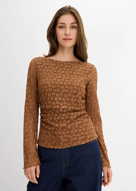 Maglia a maniche lunghe in pizzo, bonprix