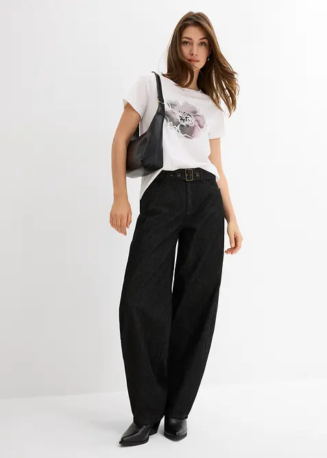 Jeans barrel con cintura, vita media, bonprix