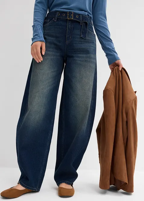 Jeans barrel con cintura, vita media, bonprix