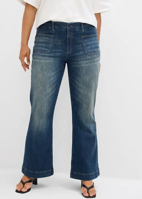 Jeans a zampa, vita media, bonprix