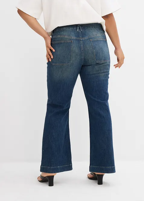 Jeans a zampa, vita media, bonprix