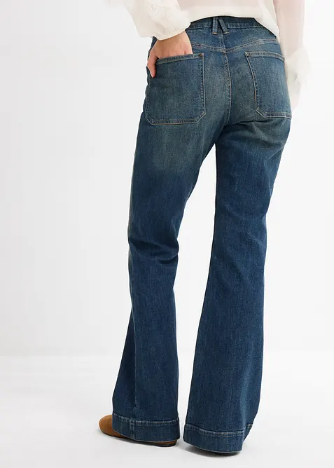 Jeans a zampa, vita media, bonprix