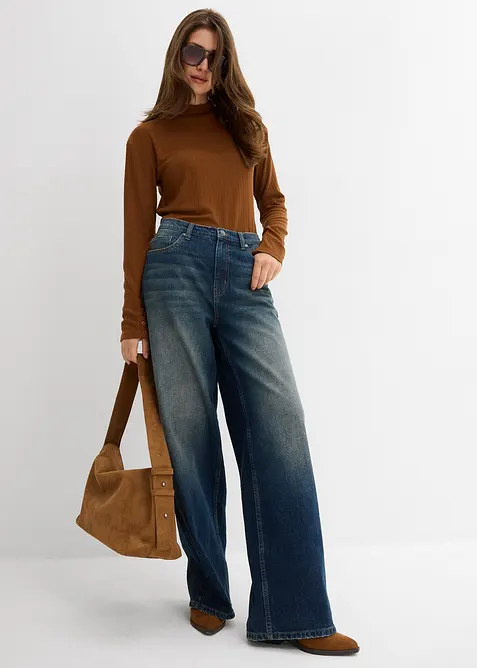 Jeans wide leg, vita alta, bonprix