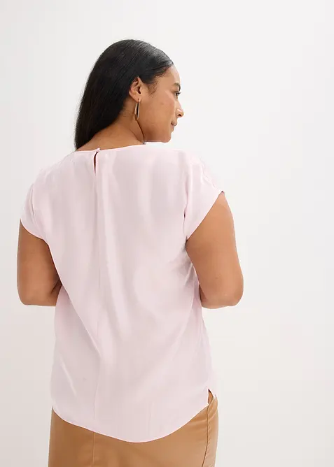 Blusa a maniche corte in satin lucido, bonprix