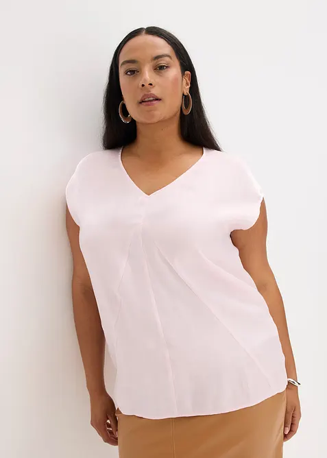 Blusa a maniche corte in satin lucido, bonprix