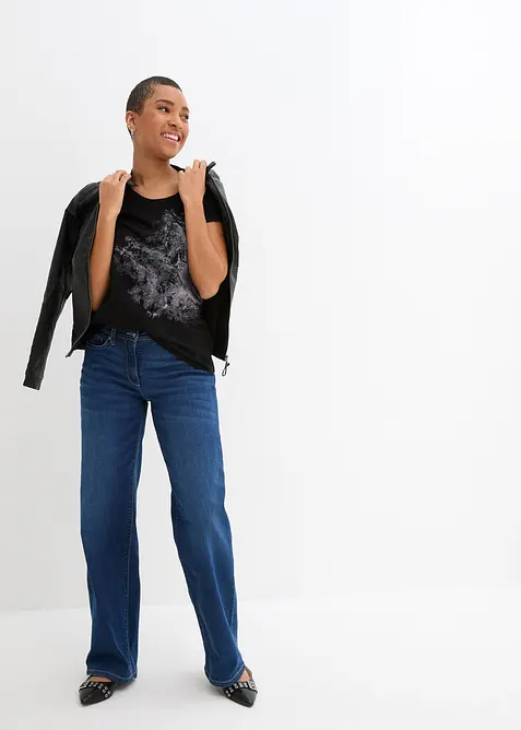 T-shirt a maniche corte in filato fiammato di cotone, bonprix