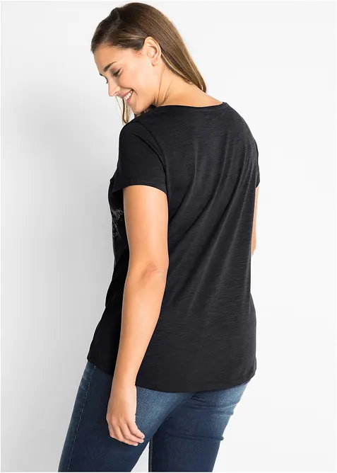 T-shirt a maniche corte in filato fiammato di cotone, bonprix