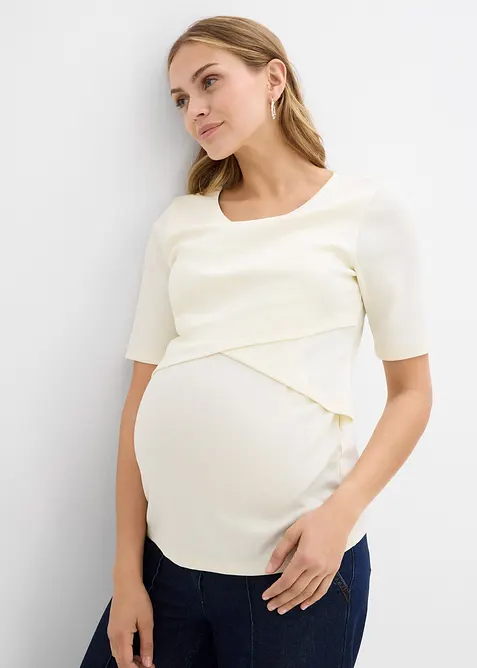 Maglia pr&eacute;maman / da allattamento a coste in puro cotone biologico (pacco da 2), bonprix