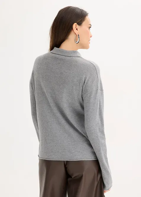 Cardigan effetto camicia in filato fine, bonprix