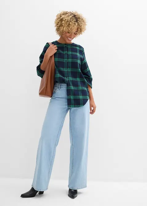 Blusa in flanella di puro cotone, bonprix