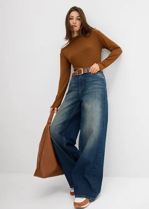 Maglia a maniche lunghe a coste, bonprix