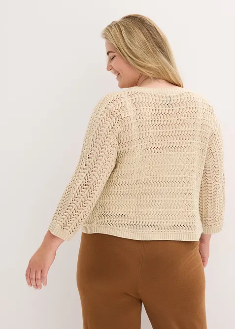 Bolero a mezza manica con effetto uncinetto, bonprix