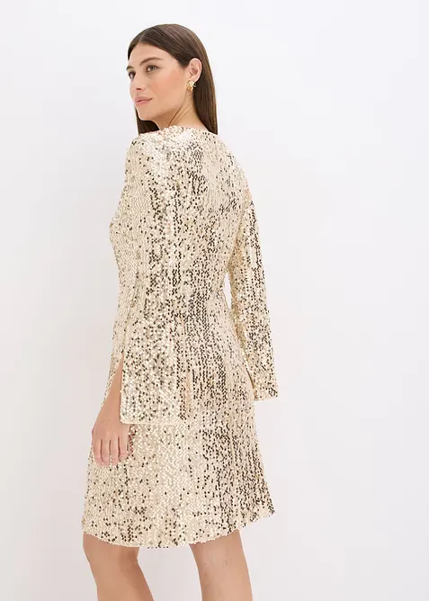 Abito con paillettes e maniche a campana, bonprix