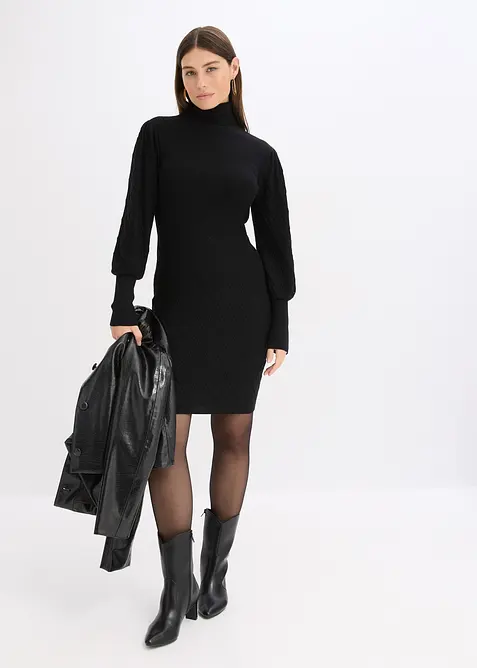 Abito in maglia a collo alto, bonprix